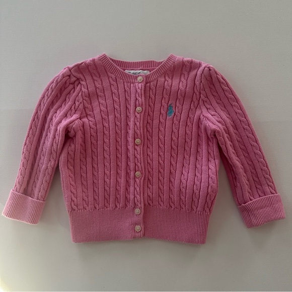 Ralph Lauren 12 Months Baby Girl Pink Cardigan Sweater Spring Easter - Picture 1 of 4